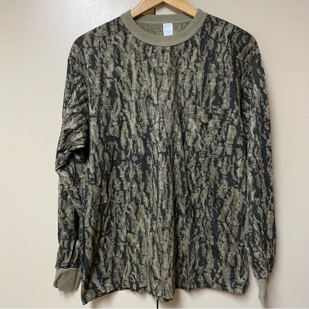 Vintage Made In USA Camouflage Shirt 80’s Large Brown Green Pattern Long Sleeve